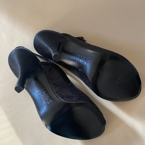 NWOT Nina Black Sequin Slingback Heels - Picture 5 of 8
